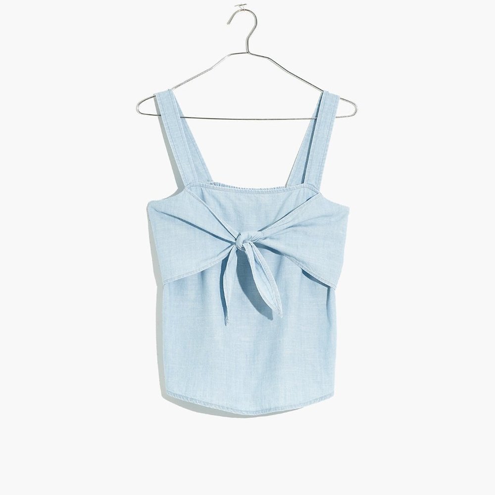 Denim Tie-Front Cami Top